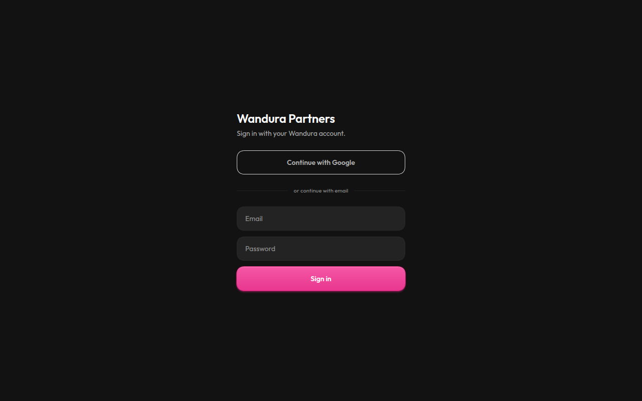 The partner portal sign-in page